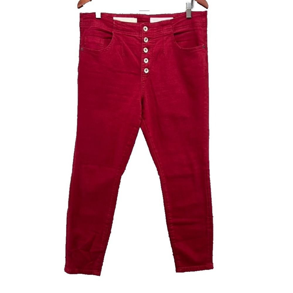 Pilcro And The Letterpress Anthropologie High Rise Skinny Jeans Womens 32 14 Red